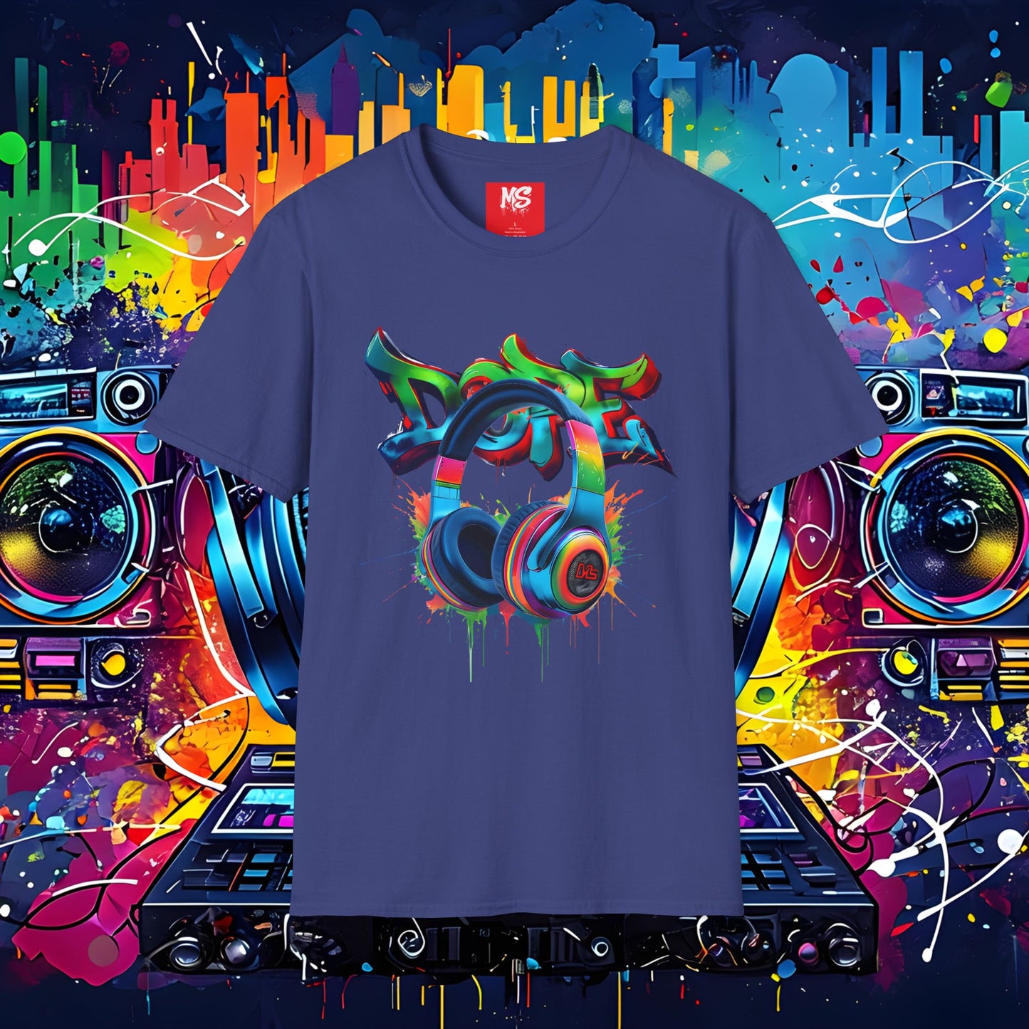 Vibrant DJ Graffiti T-Shirt for Music Lovers