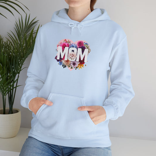 Mom Heart Floral Hoodie - Unisex Heavy Blend™ Sweatshirt for Mother's Day