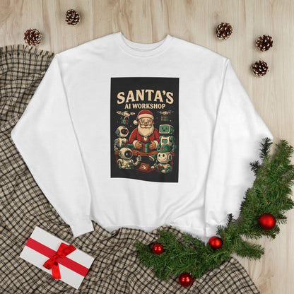 Santa's AI Workshop Sweatshirt — Retro Holiday Tech Christmas Crewneck