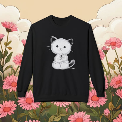 Cute Cat Fleece Crewneck Sweatshirt for Animal Lovers