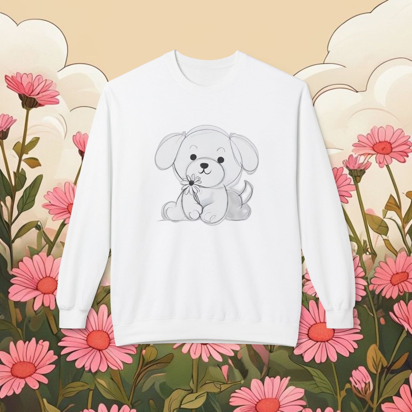 Cute Puppy Graphic Crewneck Sweatshirt - Unisex Softstyle Fleece