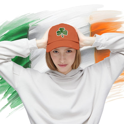 Lucky Clover Distressed Cap - Unisex Shamrock Hat for St. Patrick's Day