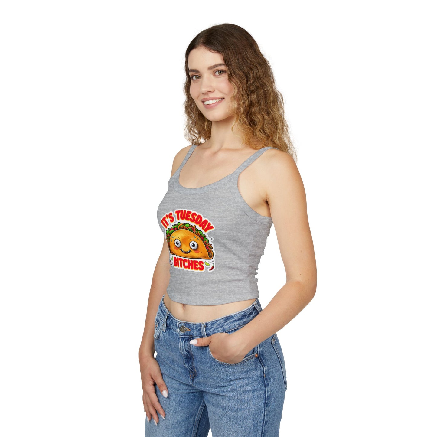 It's Tuesday Bitches Taco Tank Top - Fun Women's Spaghetti Strap Crop Top