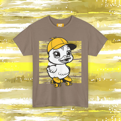 Cute Skateboarding Duck Unisex Heavy Cotton Tee