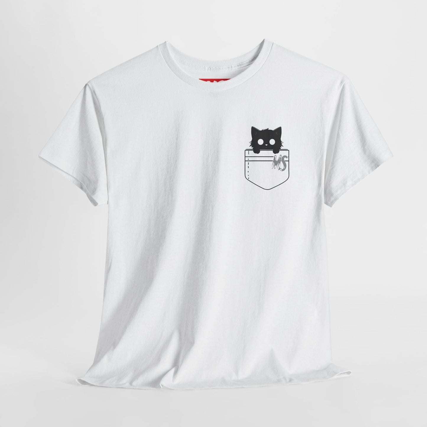 Cute Cat Pocket Unisex Heavy Cotton Tee