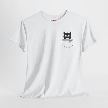 Cute Cat Pocket Unisex Heavy Cotton Tee