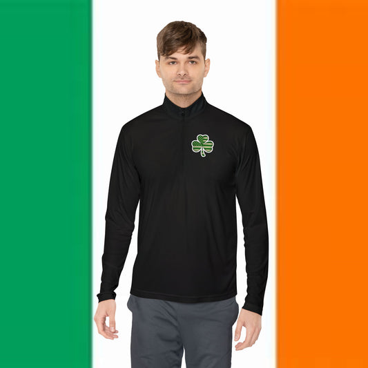 St. Patrick's Day Unisex Quarter-Zip Pullover with Shamrock Design