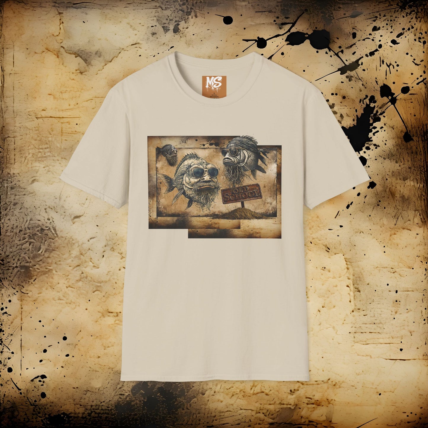 Vintage-Inspired Graphic Tee with Cool Fish Design - Perfect for Nature Lovers