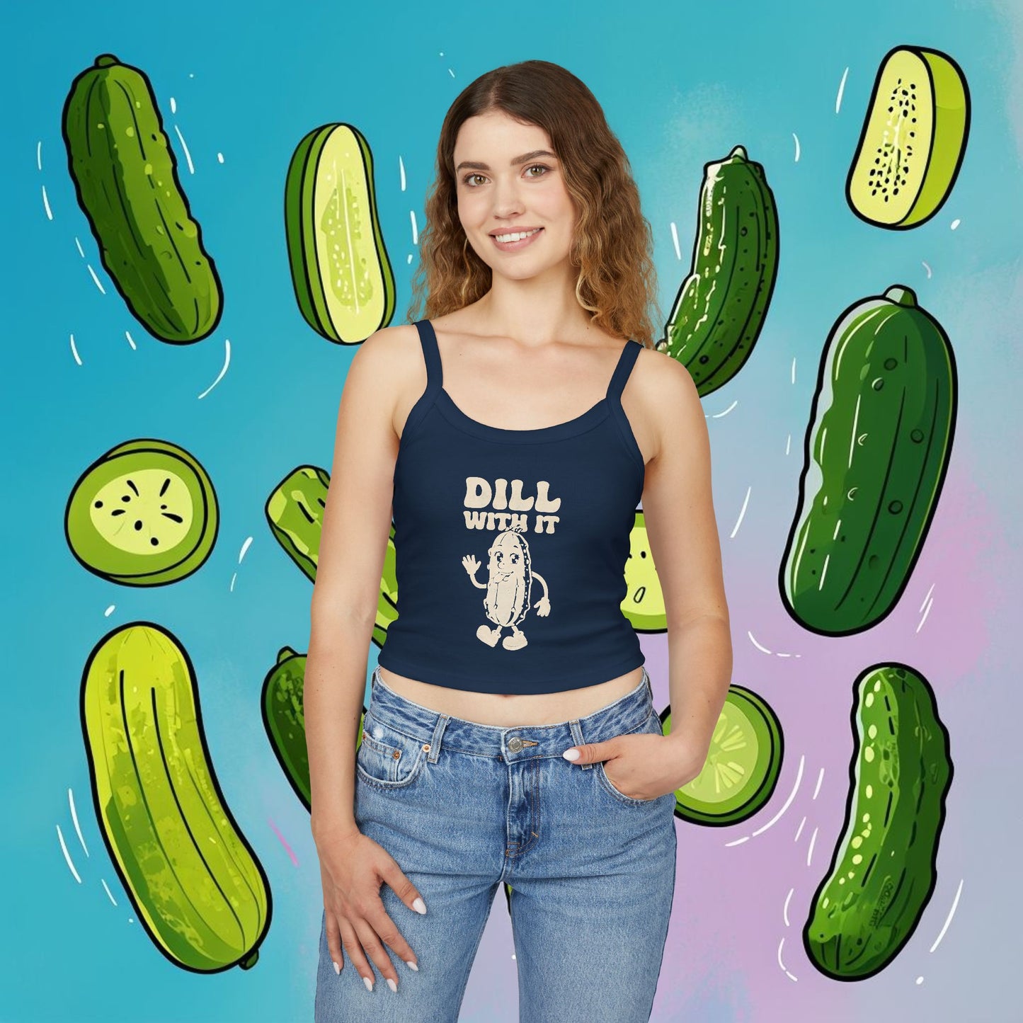Fun Women's Dill With It Spaghetti Strap Tank Top