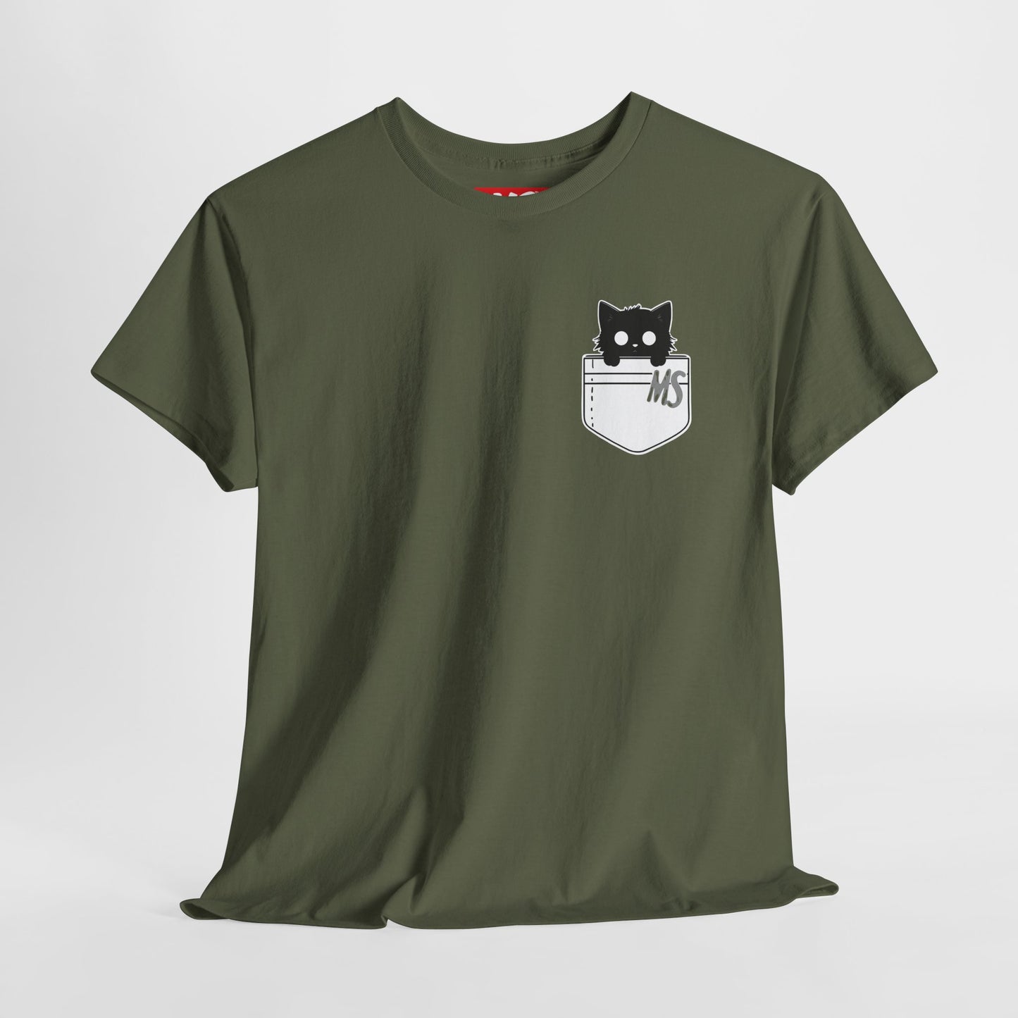 Cute Cat Pocket Unisex Heavy Cotton Tee
