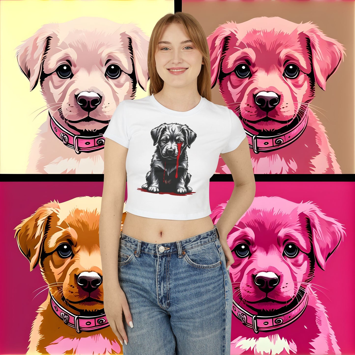 "Tearful Puppy" Women's Baby Tee