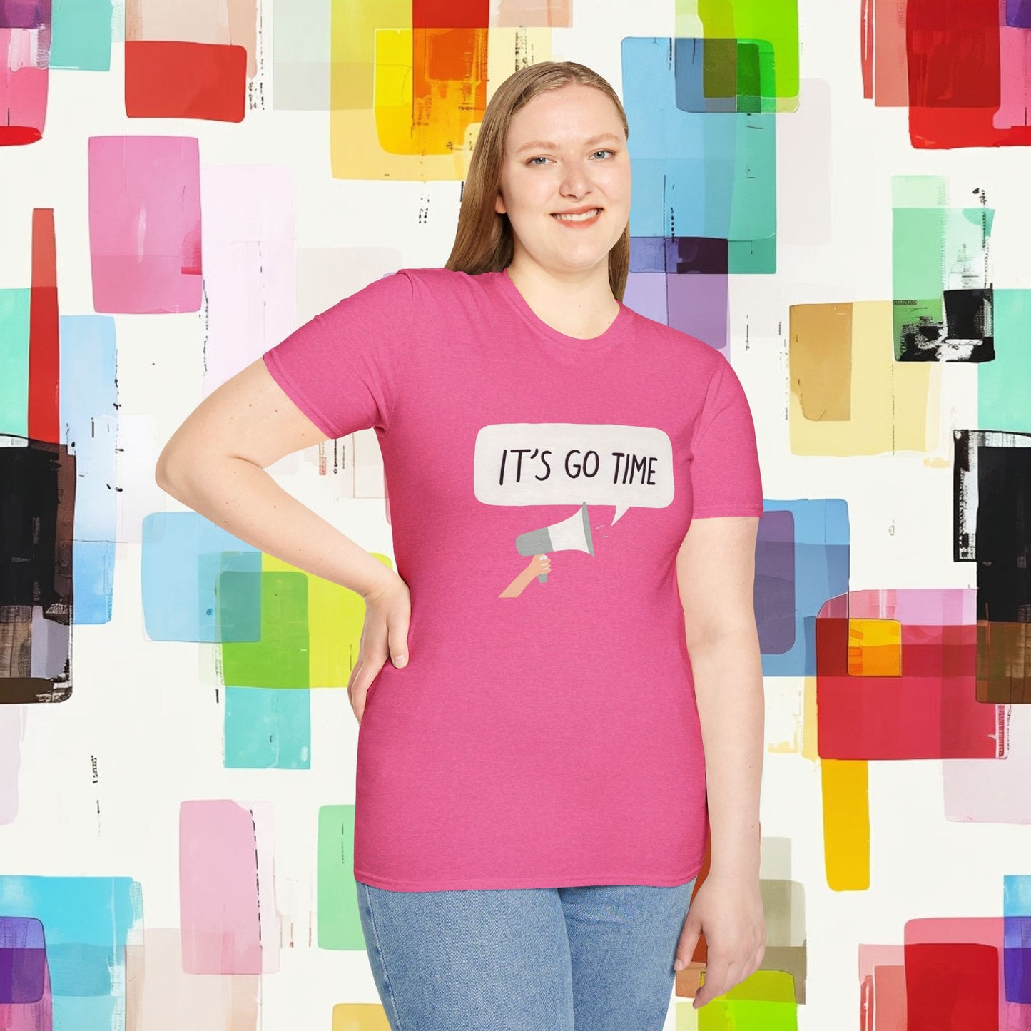 Motivational Unisex Softstyle T-Shirt – "It's Go Time" Inspiration for Everyday Empowerment