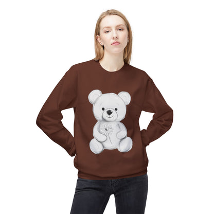 Cute Teddy Bear Fleece Crewneck Sweatshirt - Cozy and Adorable