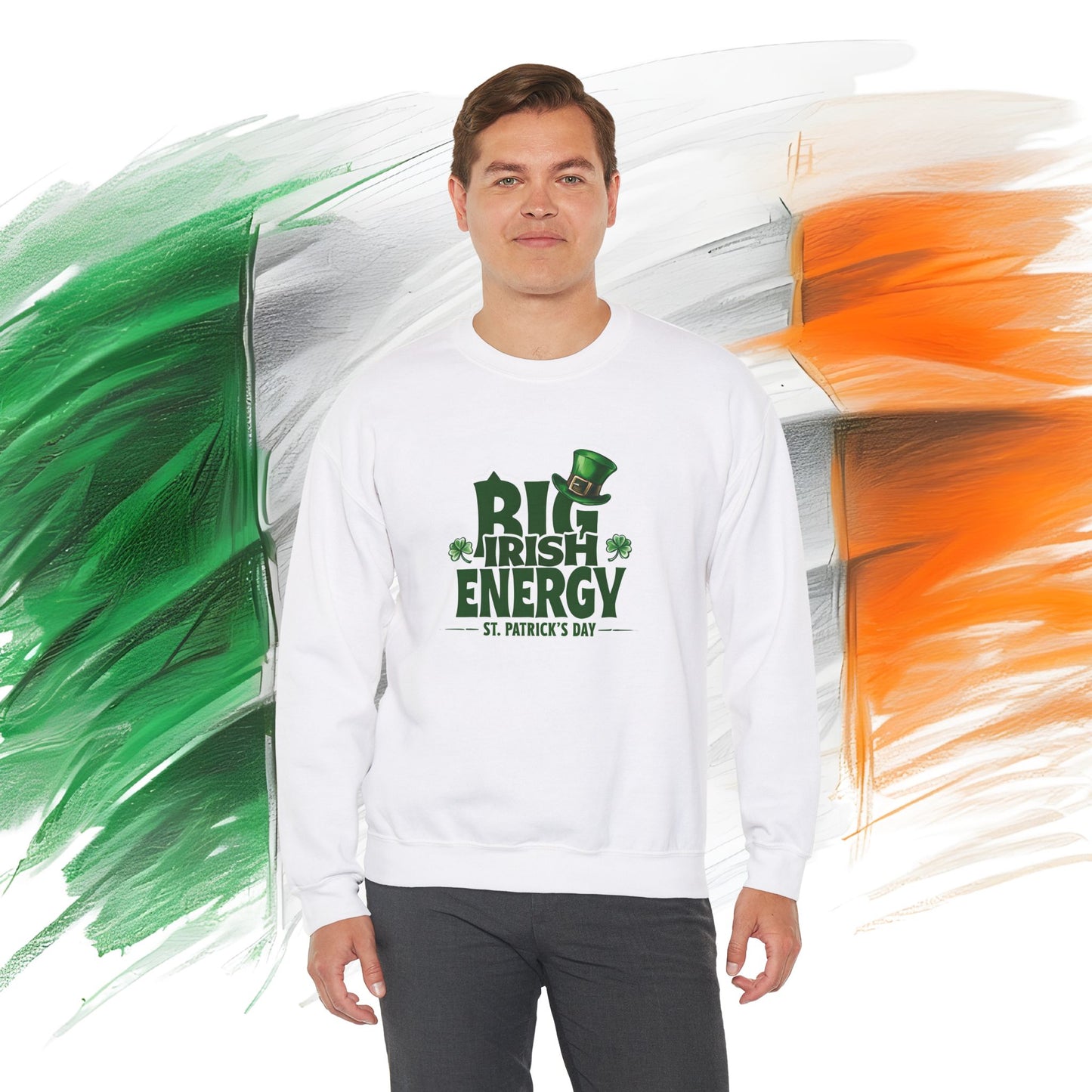 Big Irish Energy Crewneck Sweatshirt for St. Patrick's Day