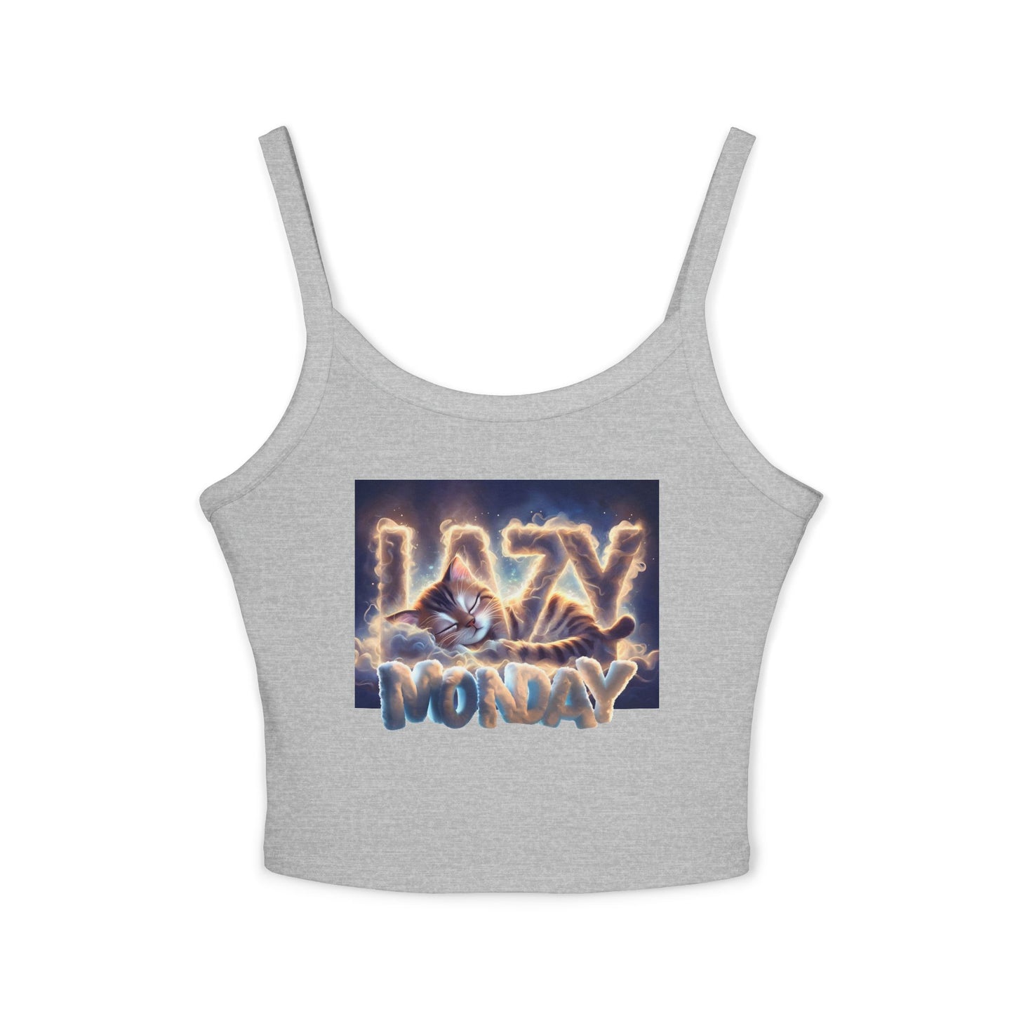 Lazy Monday CAT Women's Spaghetti Strap Tank Top - Relaxed Vibe for Chilling Days