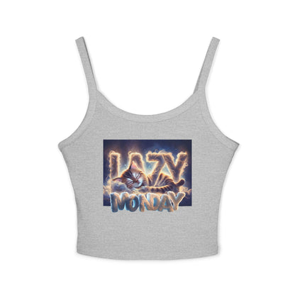Lazy Monday CAT Women's Spaghetti Strap Tank Top - Relaxed Vibe for Chilling Days