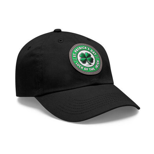 St. Patrick's Day Dad Hat with Leather Patch - Lucky Charm Design