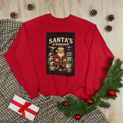 Santa's AI Workshop Sweatshirt — Retro Holiday Tech Christmas Crewneck