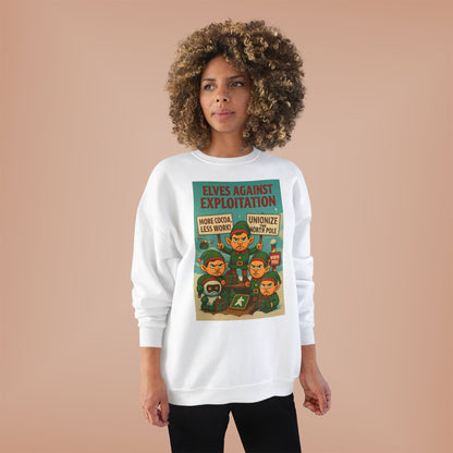 Elves Against Exploitation Sweatshirt, on strike labor — Holiday Activist Crewneck