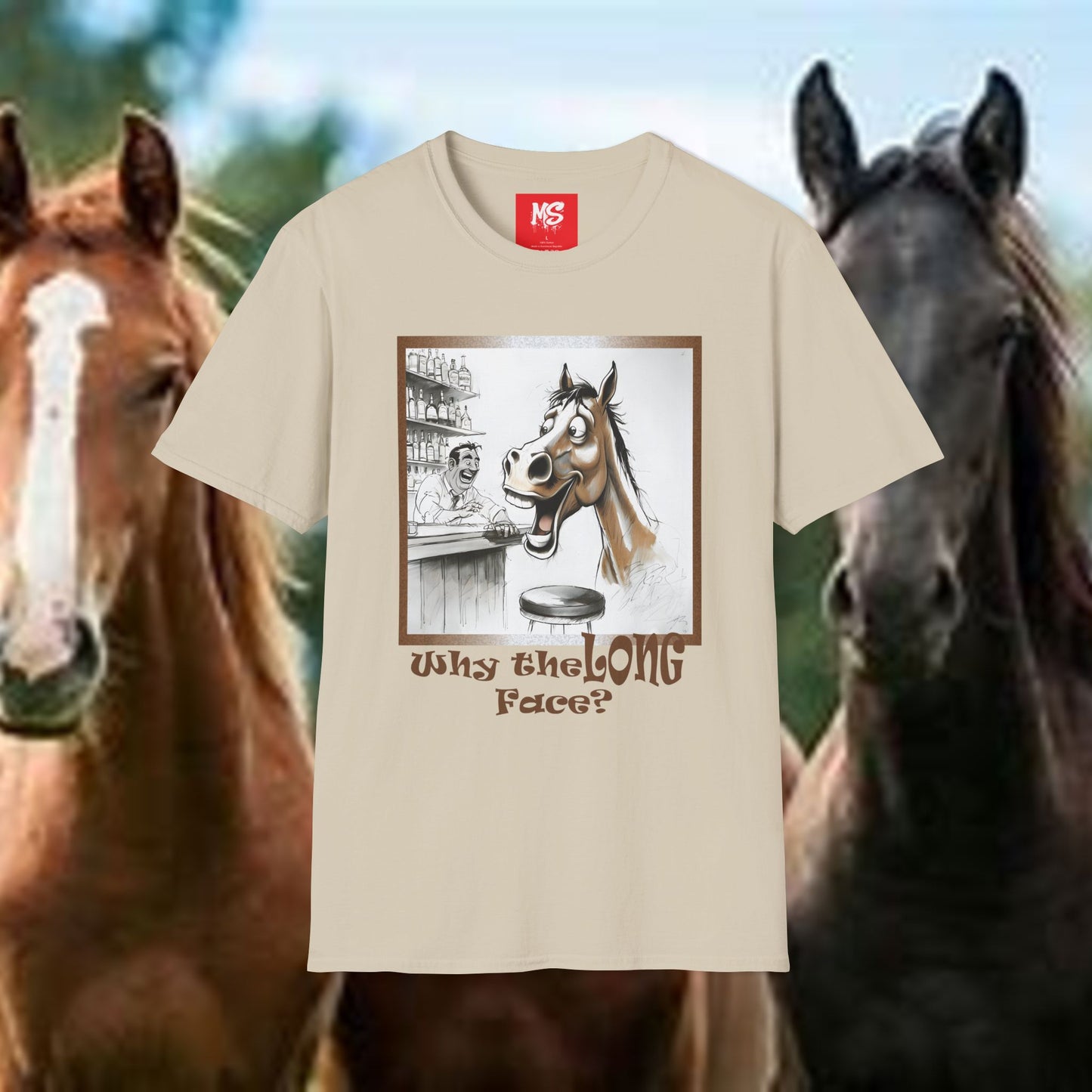 Funny Horse-Themed Unisex T-Shirt - "Why the Long Face?"