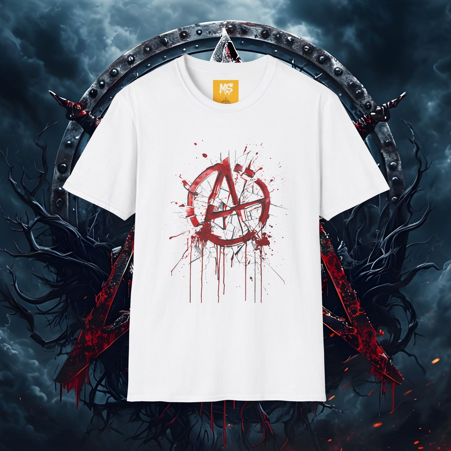 Anarchy Splash Unisex Softstyle T-Shirt - Edgy Graphic Tee for Rebels