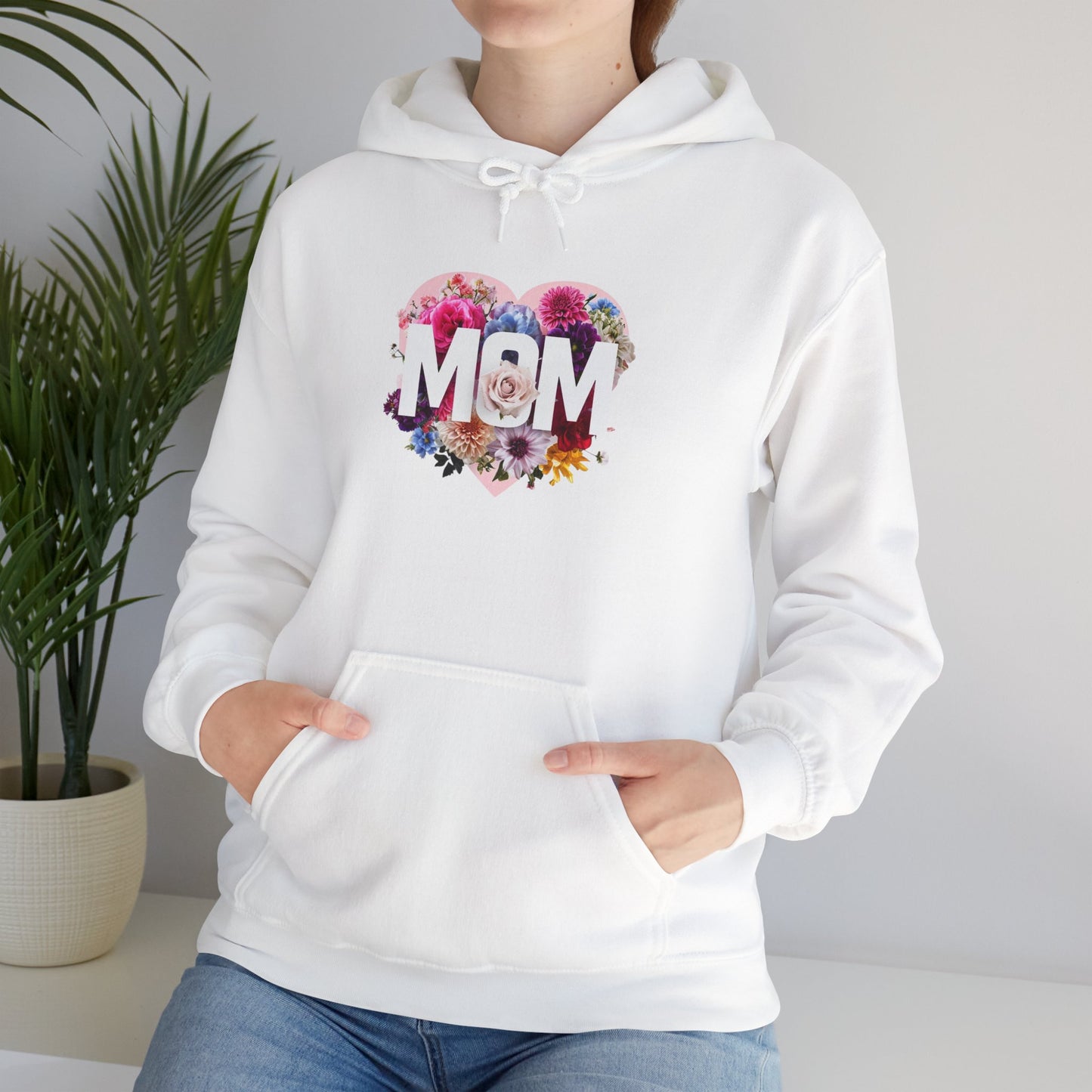 Mom Heart Floral Hoodie - Unisex Heavy Blend™ Sweatshirt for Mother's Day