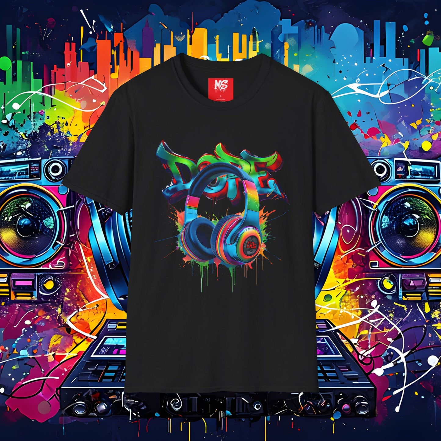 Vibrant DJ Graffiti T-Shirt for Music Lovers