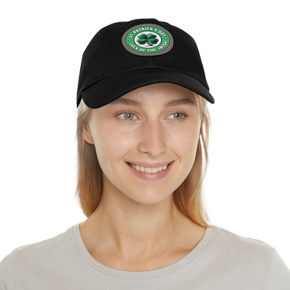 St. Patrick's Day Dad Hat with Leather Patch - Lucky Charm Design