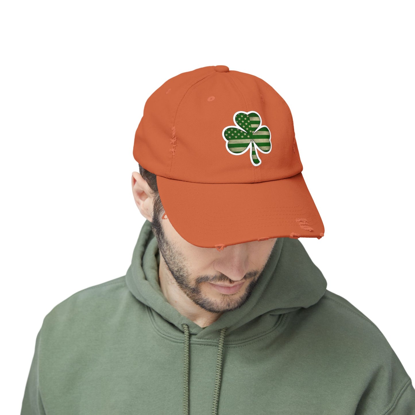 Lucky Clover Distressed Cap - Unisex Shamrock Hat for St. Patrick's Day
