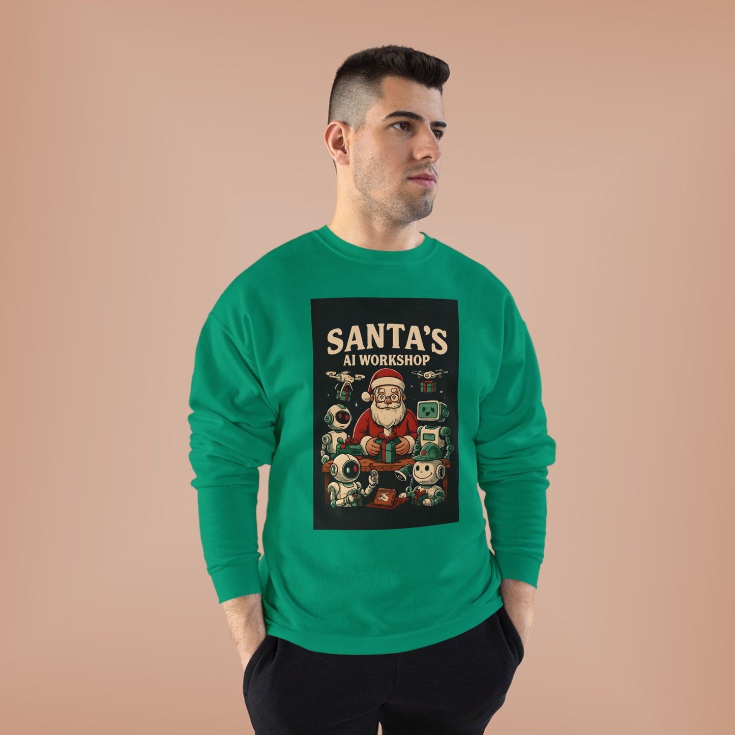 Santa's AI Workshop Sweatshirt — Retro Holiday Tech Christmas Crewneck