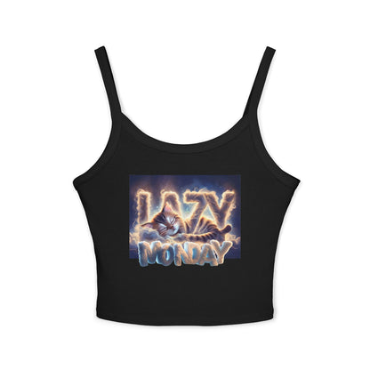 Lazy Monday CAT Women's Spaghetti Strap Tank Top - Relaxed Vibe for Chilling Days