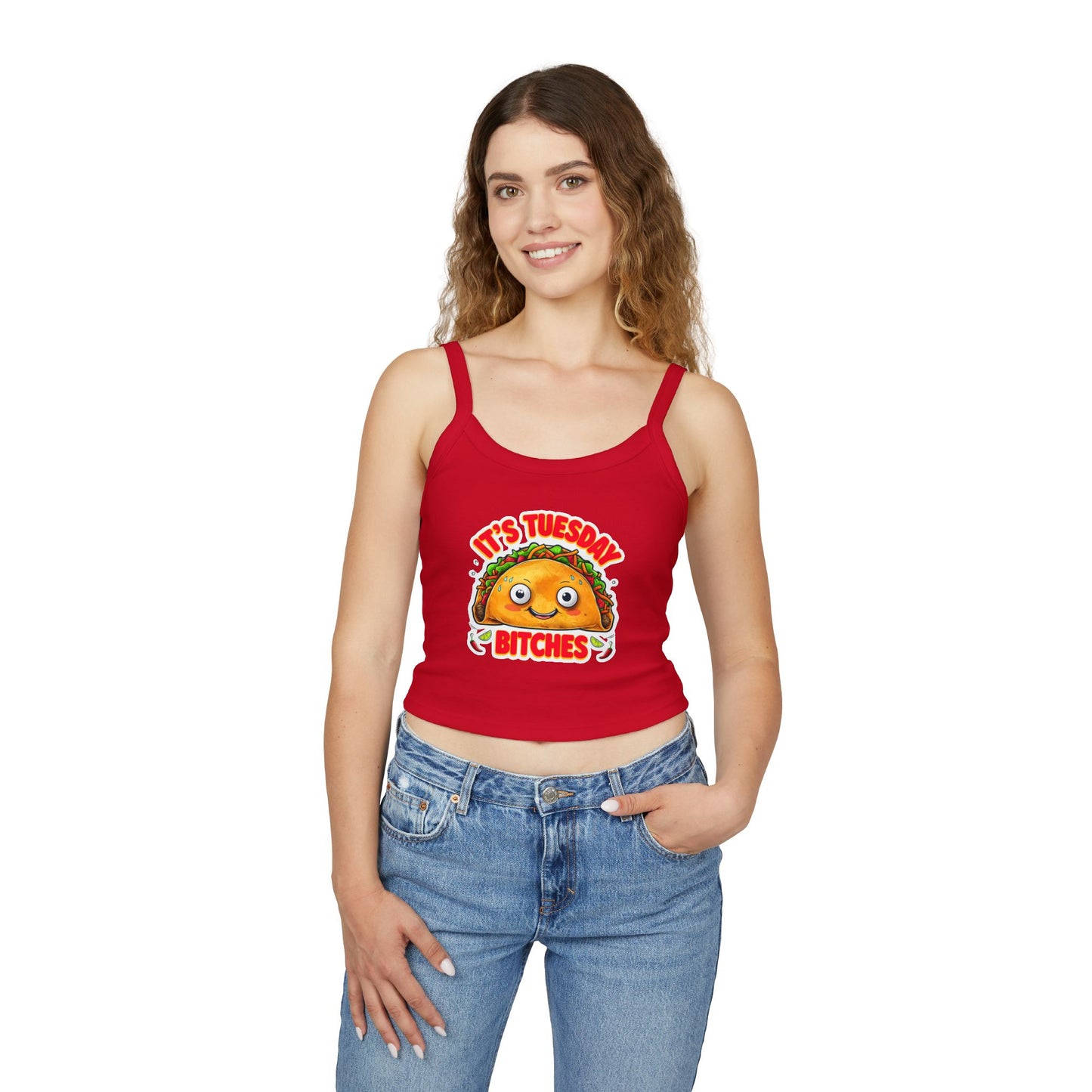 It's Tuesday Bitches Taco Tank Top - Fun Women's Spaghetti Strap Crop Top