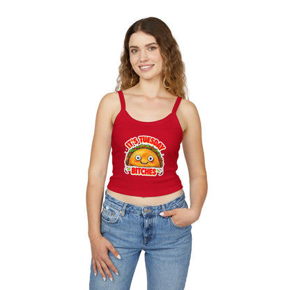 It's Tuesday Bitches Taco Tank Top - Fun Women's Spaghetti Strap Crop Top
