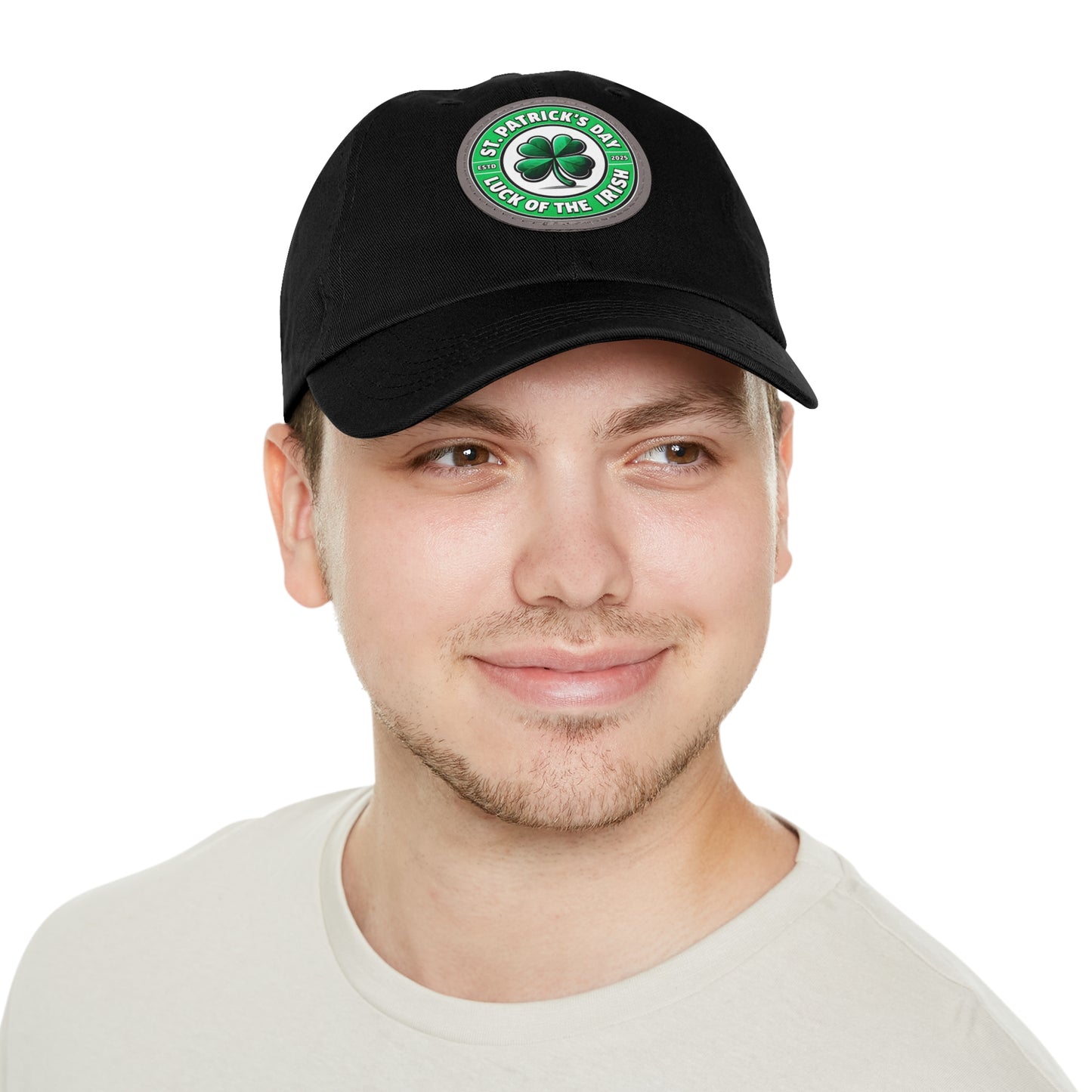 St. Patrick's Day Dad Hat with Leather Patch - Lucky Charm Design