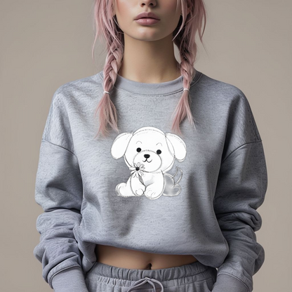 Cute Puppy Graphic Crewneck Sweatshirt - Unisex Softstyle Fleece