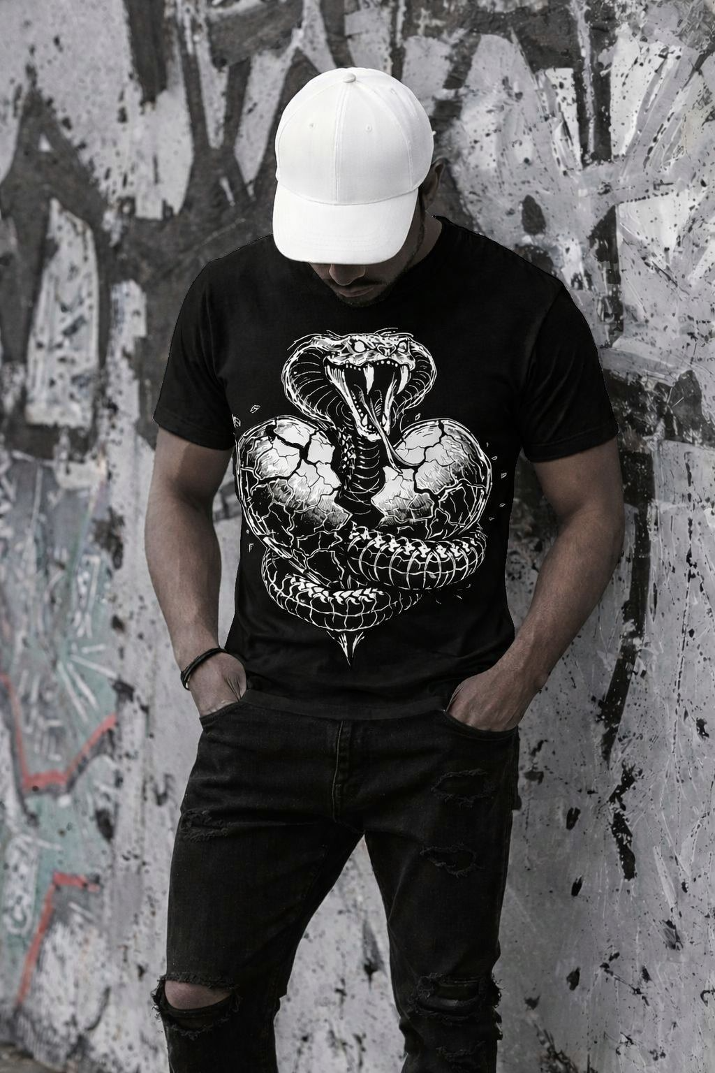 Cobra Heart T-Shirt — Vintage Snake Graphic Tee for Snake Lovers & Bikers