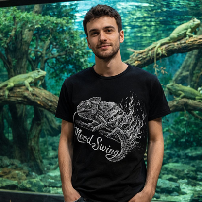 Mood Swing Chameleon T-Shirt — Retro Black Graphic Tee