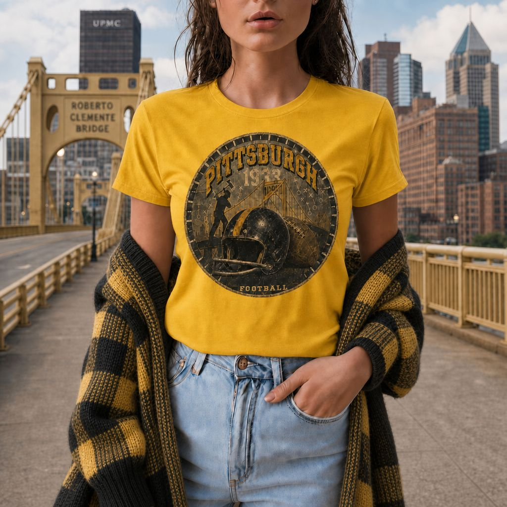 Pittsburgh Football Vintage Women's Tee — Retro City Steelers Pride
