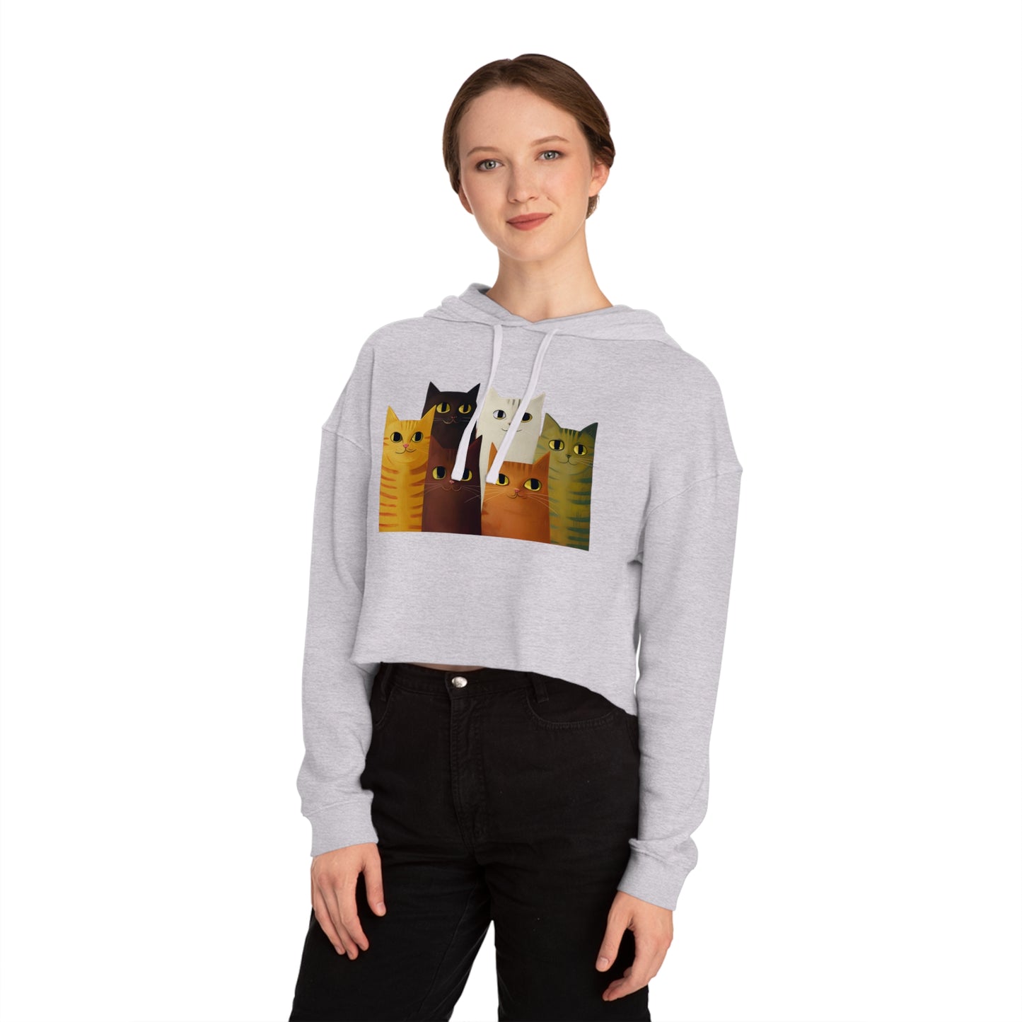 "Kitten Cuddle" Women’s Cropped Hooded Sweatshirt