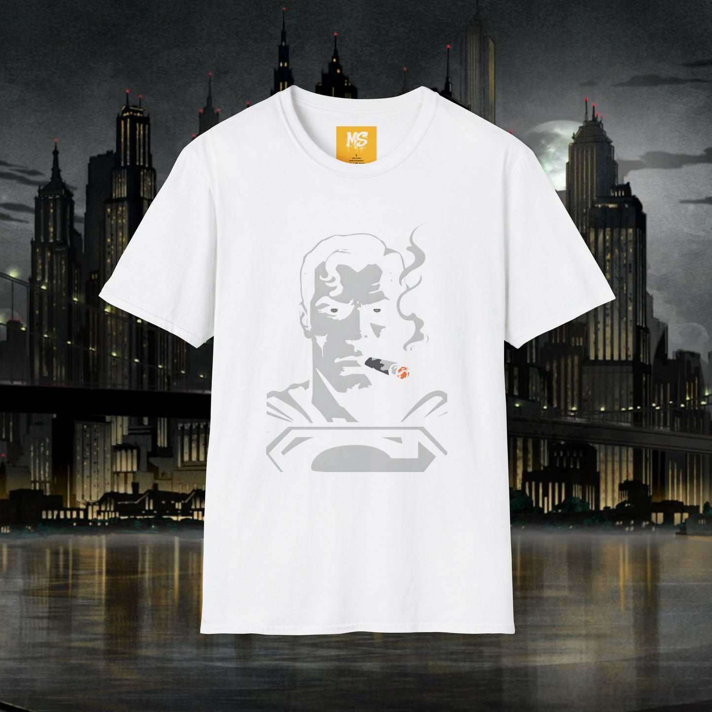 Superhero Superman Smoking Graphic T-Shirt - Unisex Softstyle