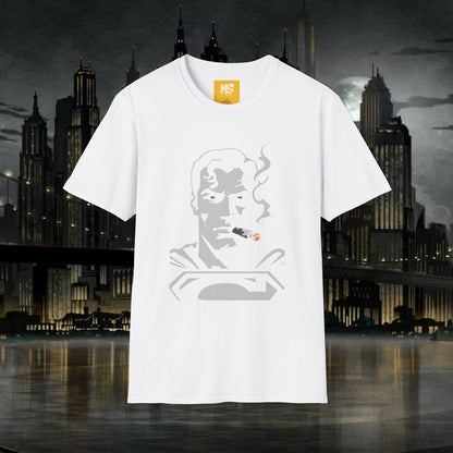Superhero Superman Smoking Graphic T-Shirt - Unisex Softstyle