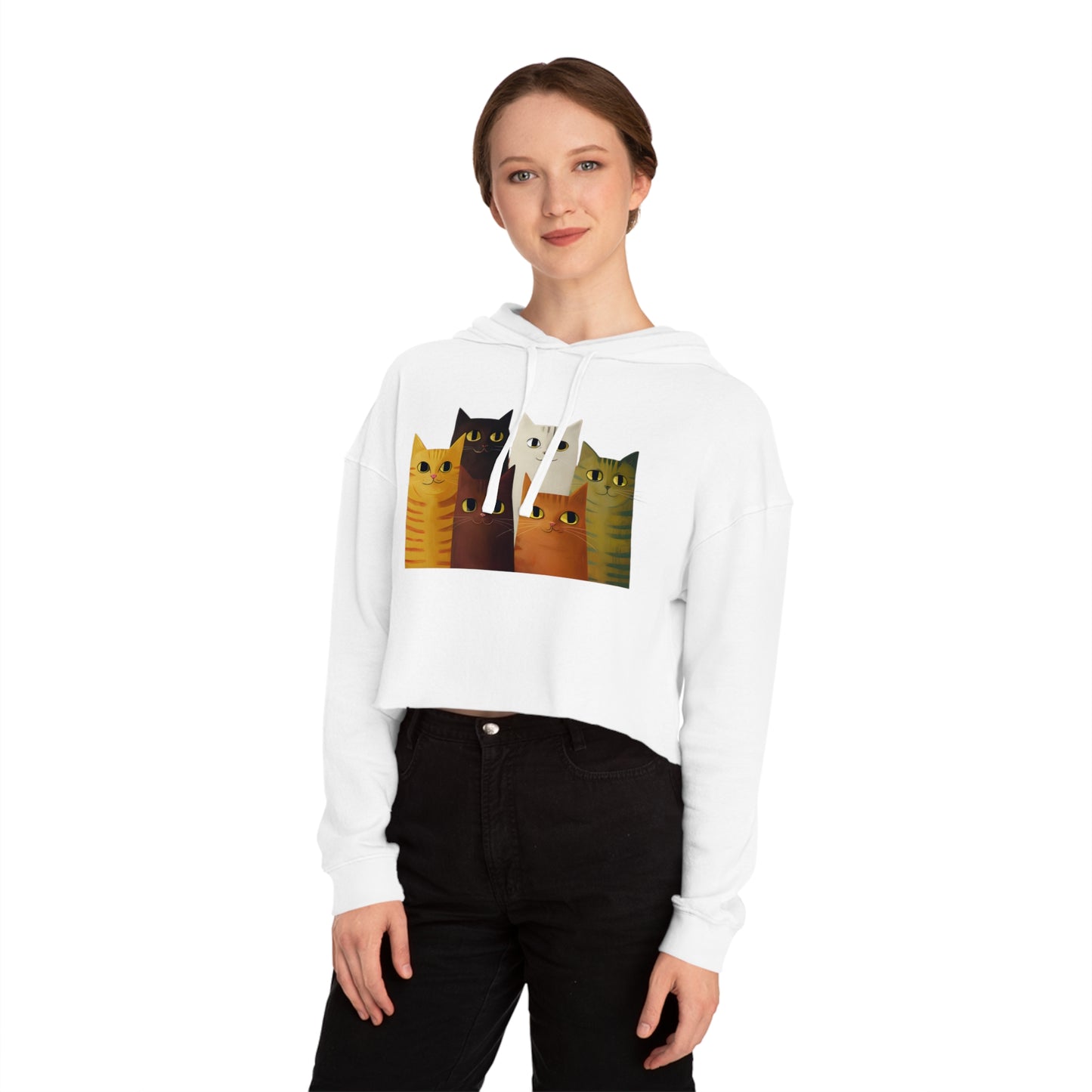 "Kitten Cuddle" Women’s Cropped Hooded Sweatshirt