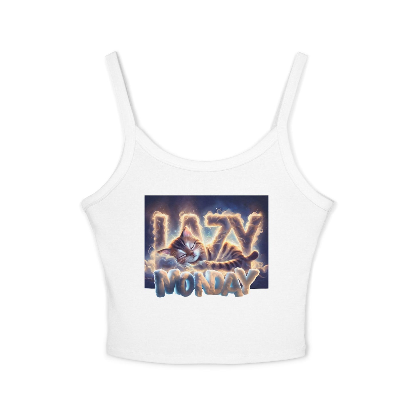 Lazy Monday CAT Women's Spaghetti Strap Tank Top - Relaxed Vibe for Chilling Days
