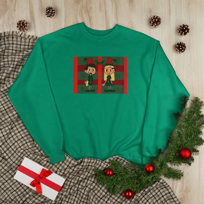 Christmas Elf Couple mistletoe Crewneck Sweatshirt