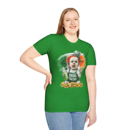 Mood Swing St. Patrick's Day Unisex Softstyle T-Shirt - Fun Irish Humor Tee