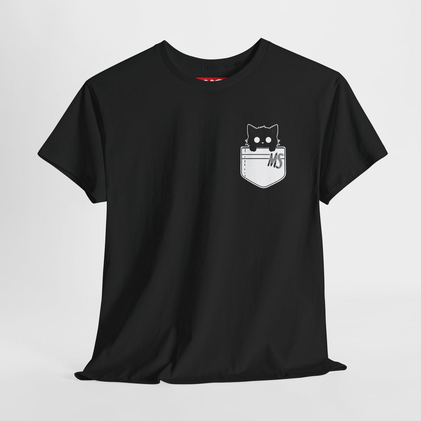 Cute Cat Pocket Unisex Heavy Cotton Tee