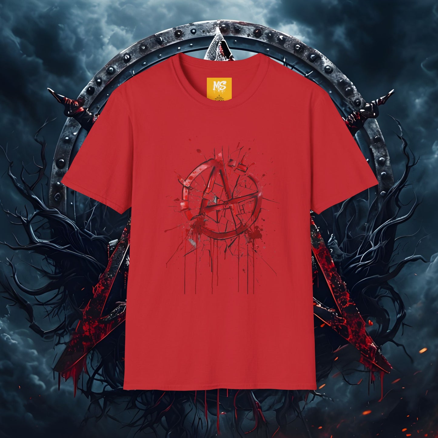 Anarchy Splash Unisex Softstyle T-Shirt - Edgy Graphic Tee for Rebels