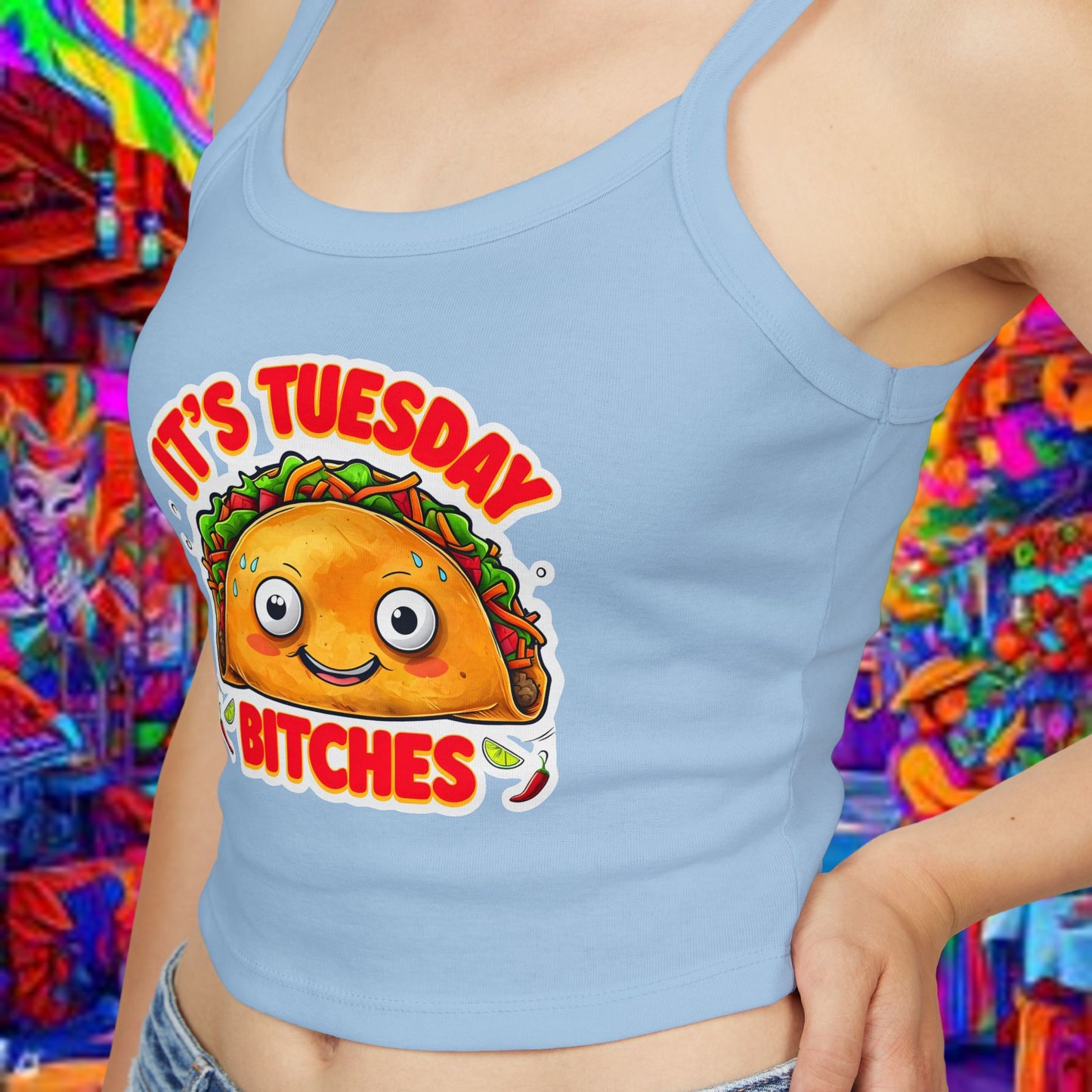 It's Tuesday Bitches Taco Tank Top - Fun Women's Spaghetti Strap Crop Top