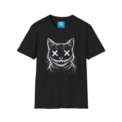 Creepy Grinning Cat T-Shirt — Gothic Horror Cat Tee