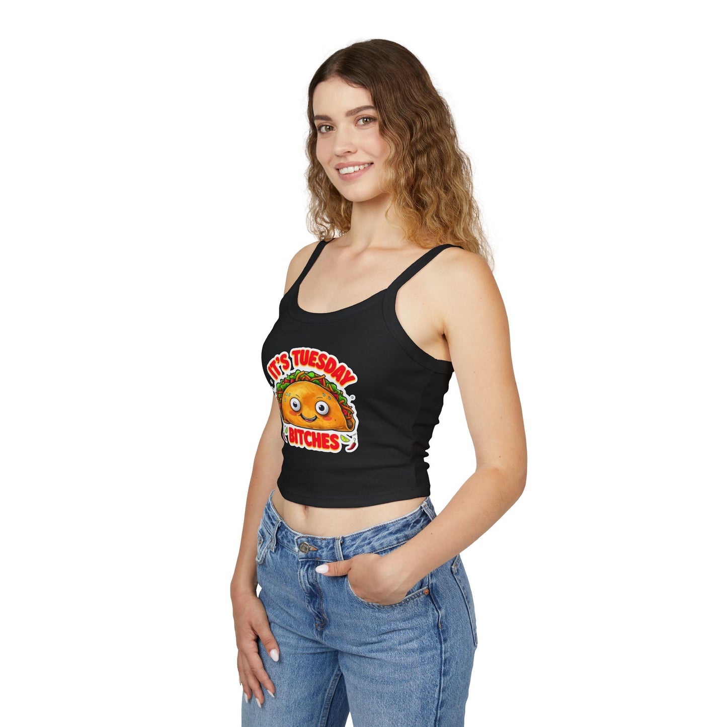 It's Tuesday Bitches Taco Tank Top - Fun Women's Spaghetti Strap Crop Top